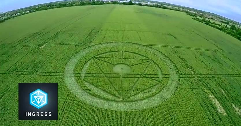 New Crop Circle at Essex UK shows Ingress ‘Aliens and Portals’ gaming logo – June 18, 2014 |UFO Sightings Hotspot