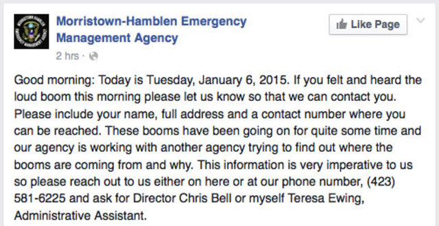 Agencies investigating mysterious ‘boom’ in Hamblen County